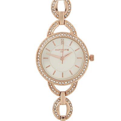 Ladies rose gold oval link watch